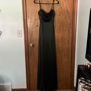 forest green prom dress, slit on right leg, from windsor size small